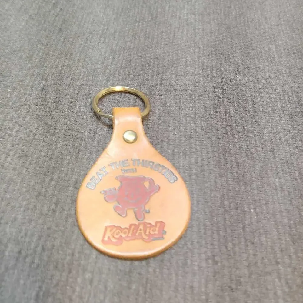 Vintage Kool-Aid Keychain Beat The Thirsties Leather Kool Aid Man Souvenir